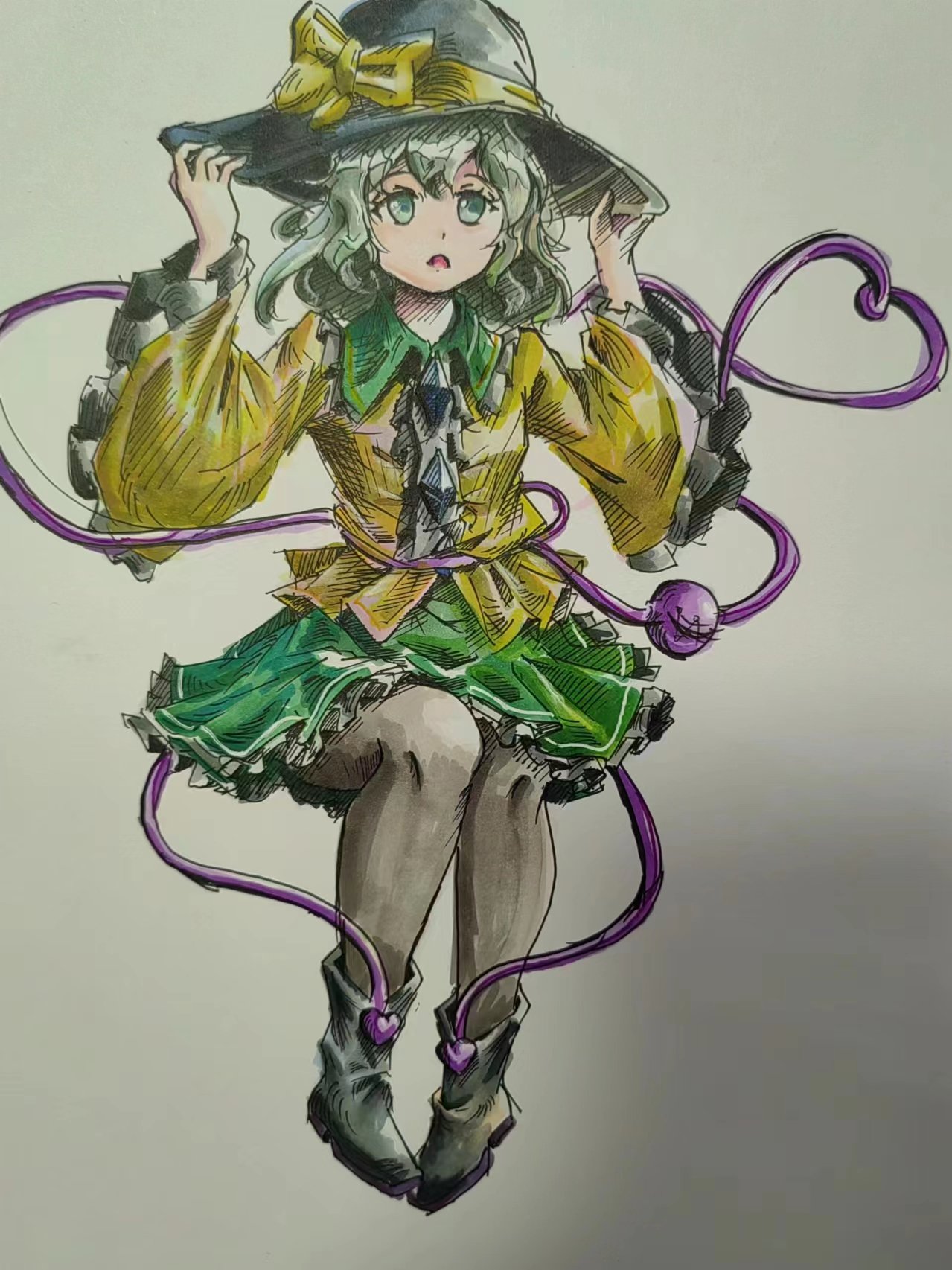 排线＋马克笔上色，感觉有点怪