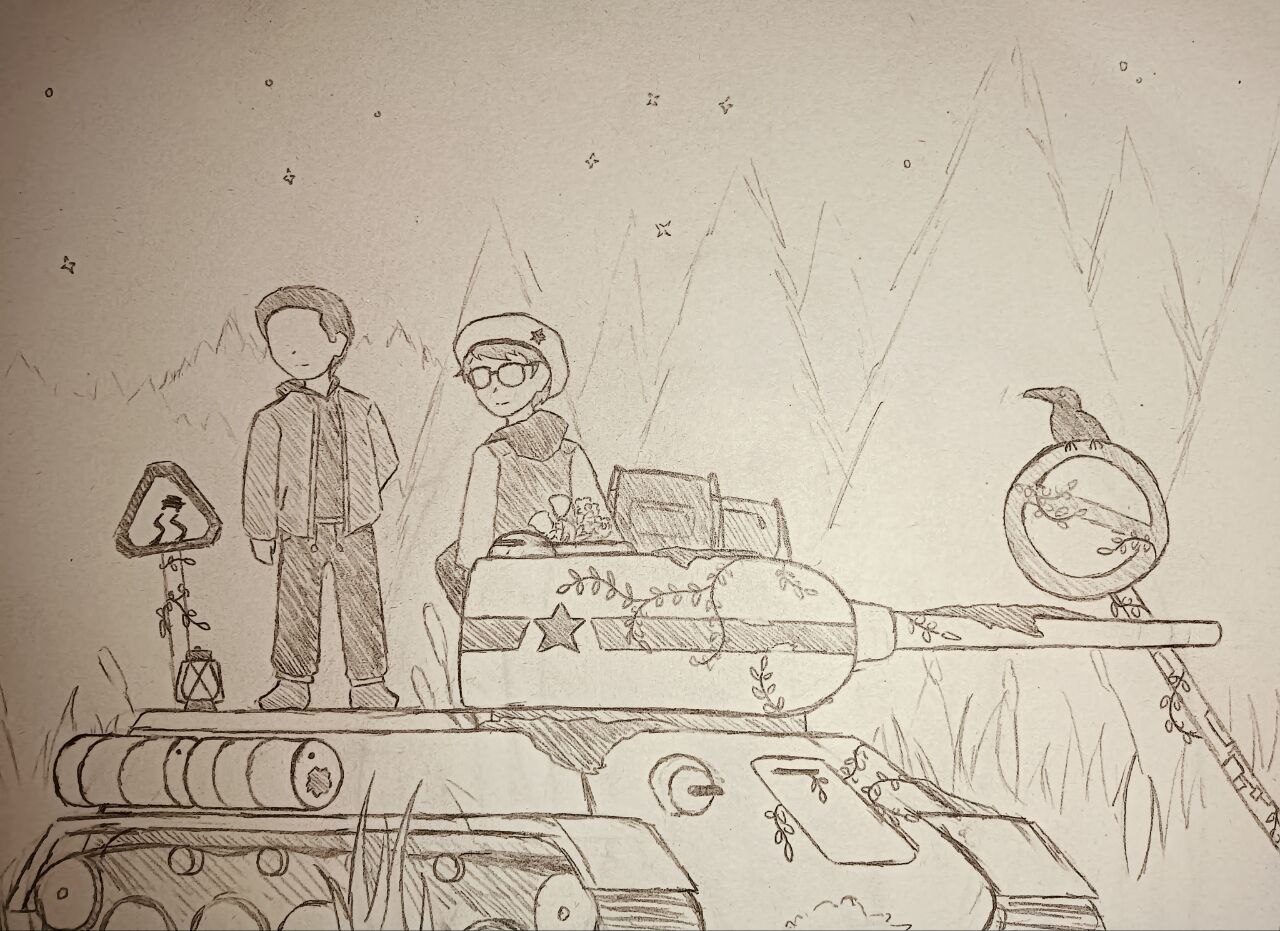 顺带一提，左边的是我朋友，右边坐炮塔上的我就不多说了（）