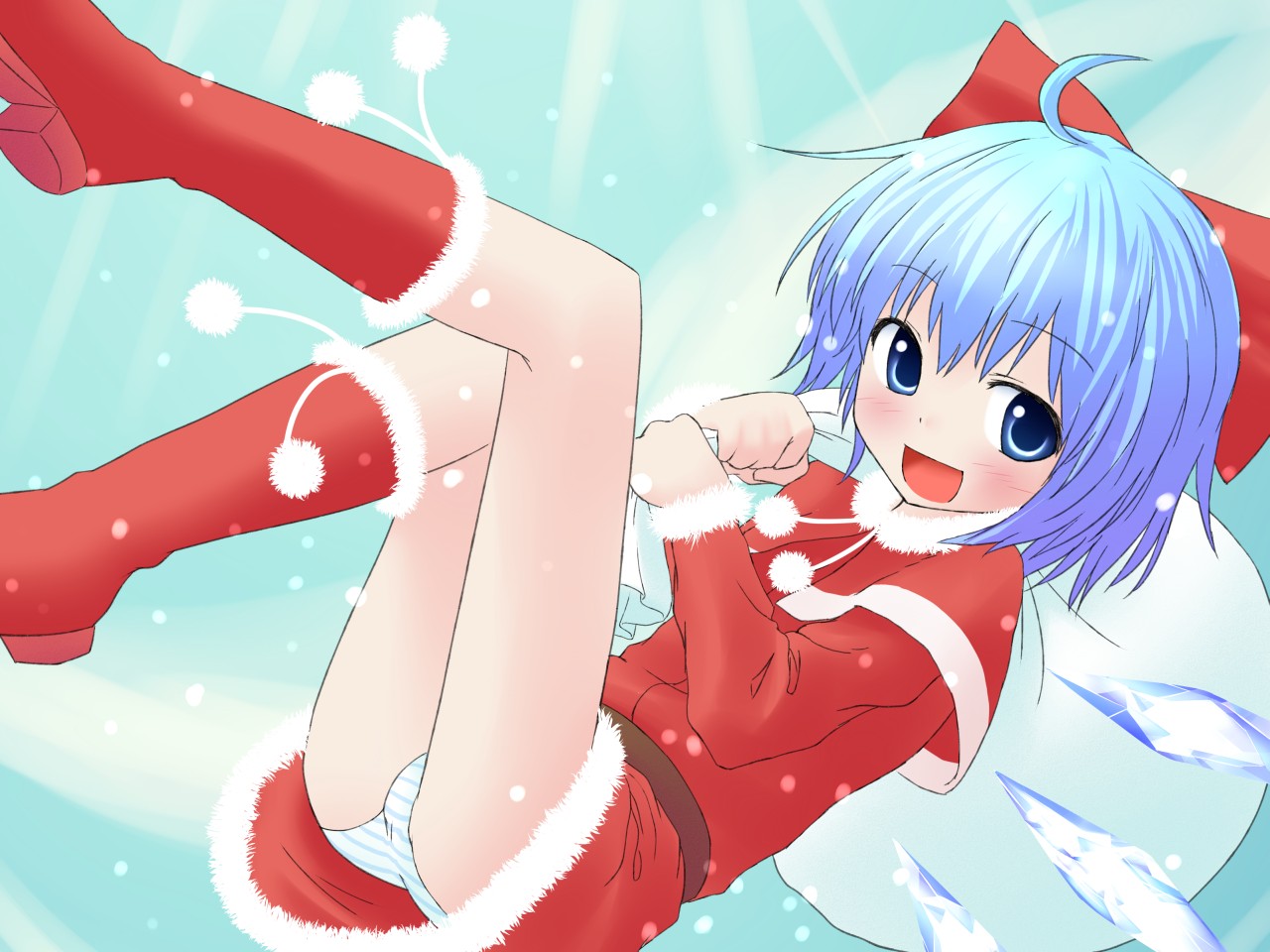 Konachan.com - 81363 blue blue_hair christmas cirno hat panties snow touhou underwear.jpg